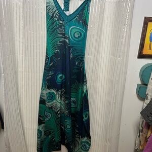 Charming feather print V-neck jumpsuit/harem SZ (S) NNBrand NNT